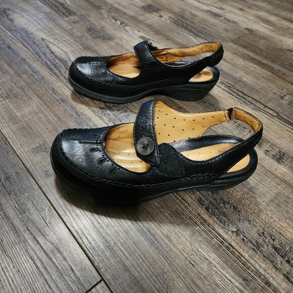 Pre-owned Clarks Unstructured black lea Trot shoes size 7 SHLF - Picture 7 of 9